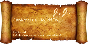 Jankovits Jolán névjegykártya