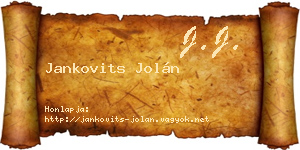 Jankovits Jolán névjegykártya